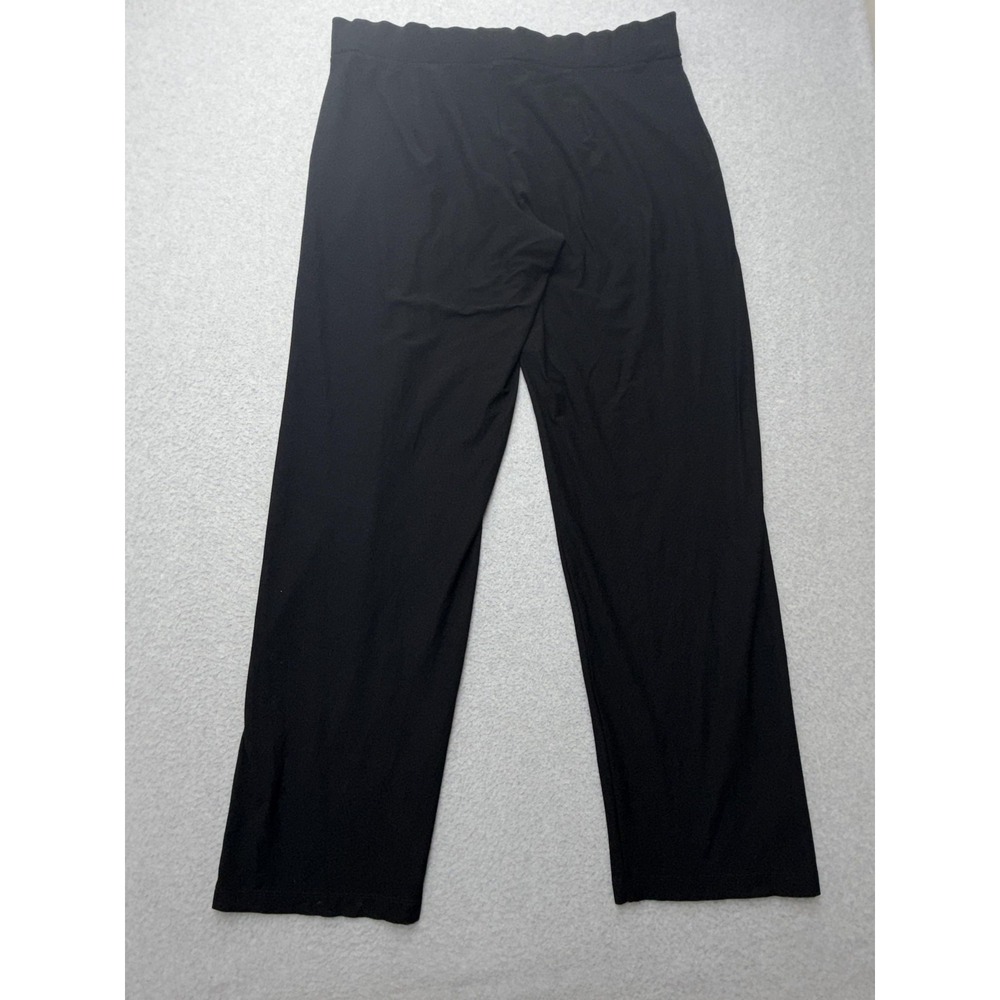 Eileen Fisher Dress Pants Womens L Black Knit Straight Leg Pull On Stretch - Picture 10 of 11